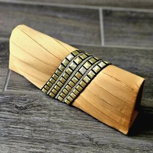 Gold Satin Clutch with Straps to convert to Purse